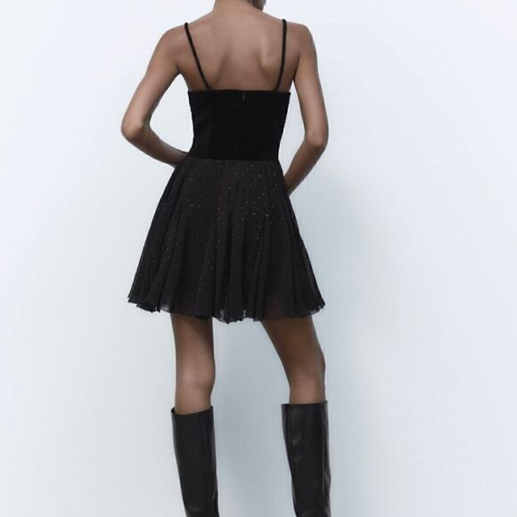 NWT Zara velvet dotted mesh dress - Picture 2 of 10